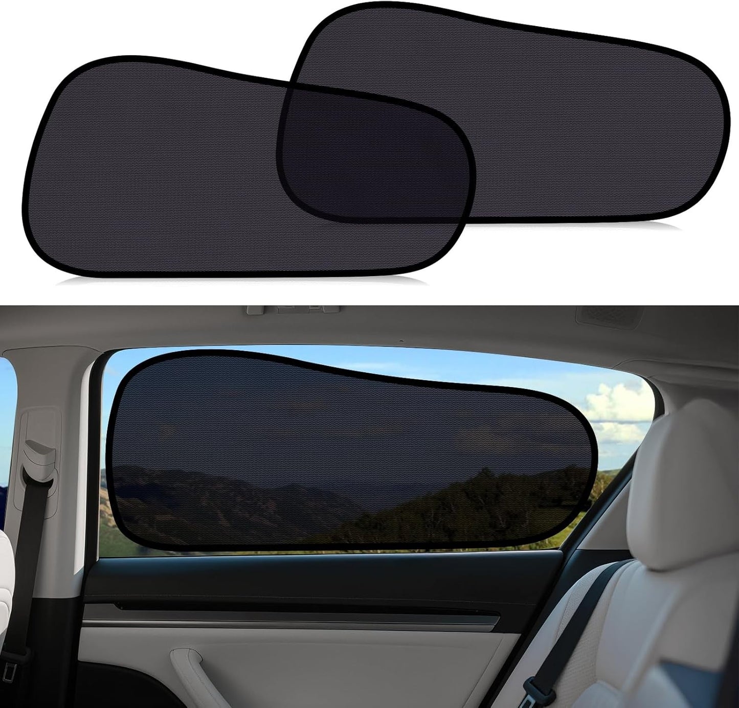 Car Window Shades for Tesla Model Y - Sun Shade Semi-Transparent Rear Window