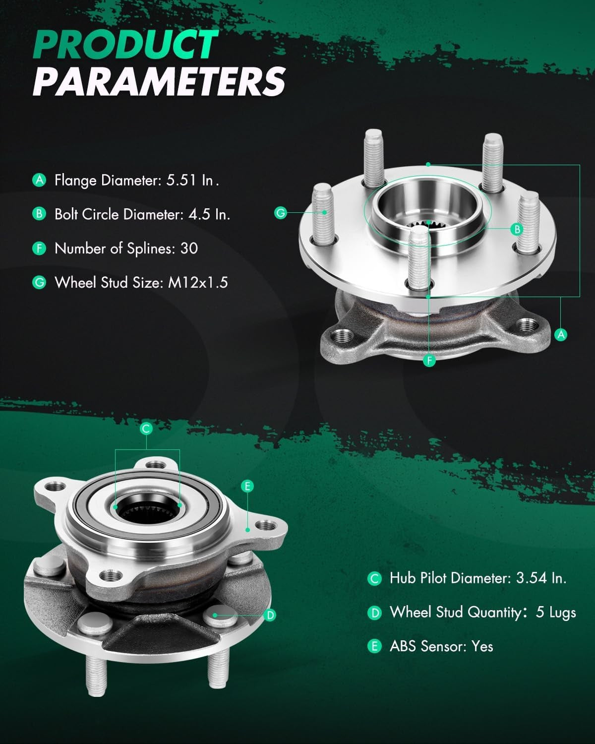 1Pcs Wheel Hub Front Left Side for Lexus IS250 2006-2015 IS300 16-19 IS350 11-19