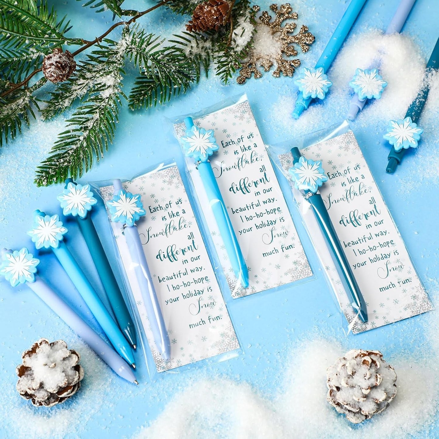 48 Sets Christmas Snowflake Ballpoint Pen Student Winter Gift Bulk Inspirational