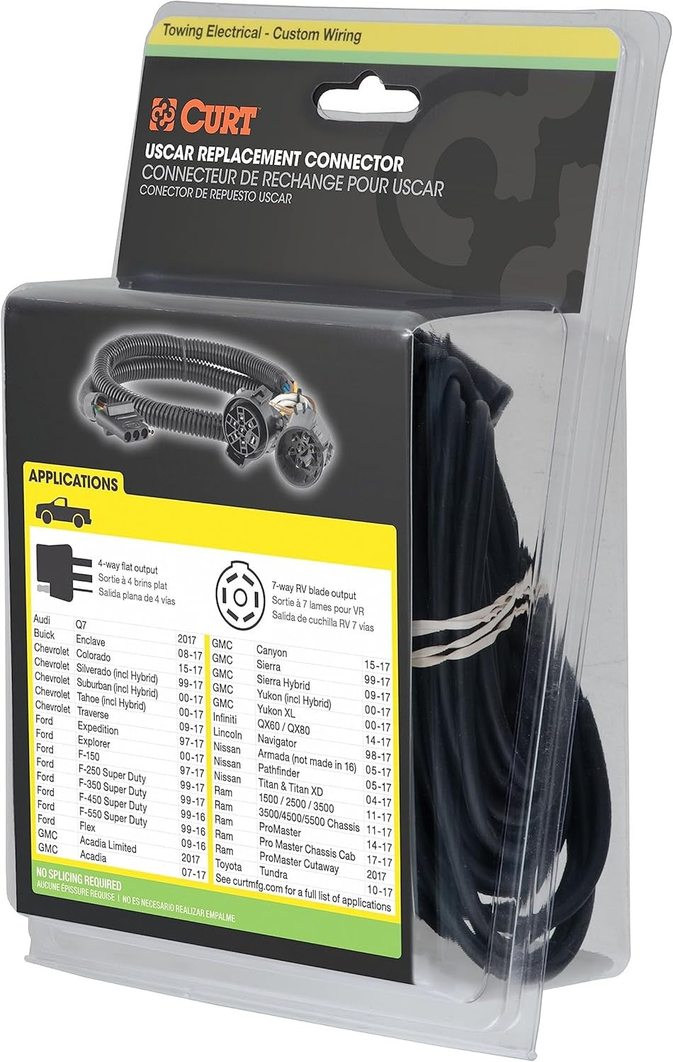 55384 Replacement Vehicle-Side USCAR 4-Way Flat Trailer Wiring Harness