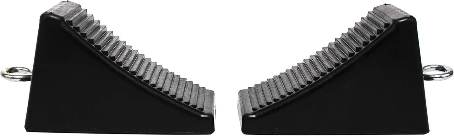 50011 Heavy-Duty Rubber Wheel Chocks with Eyebolt, Anti-Slip Design 2 Pack