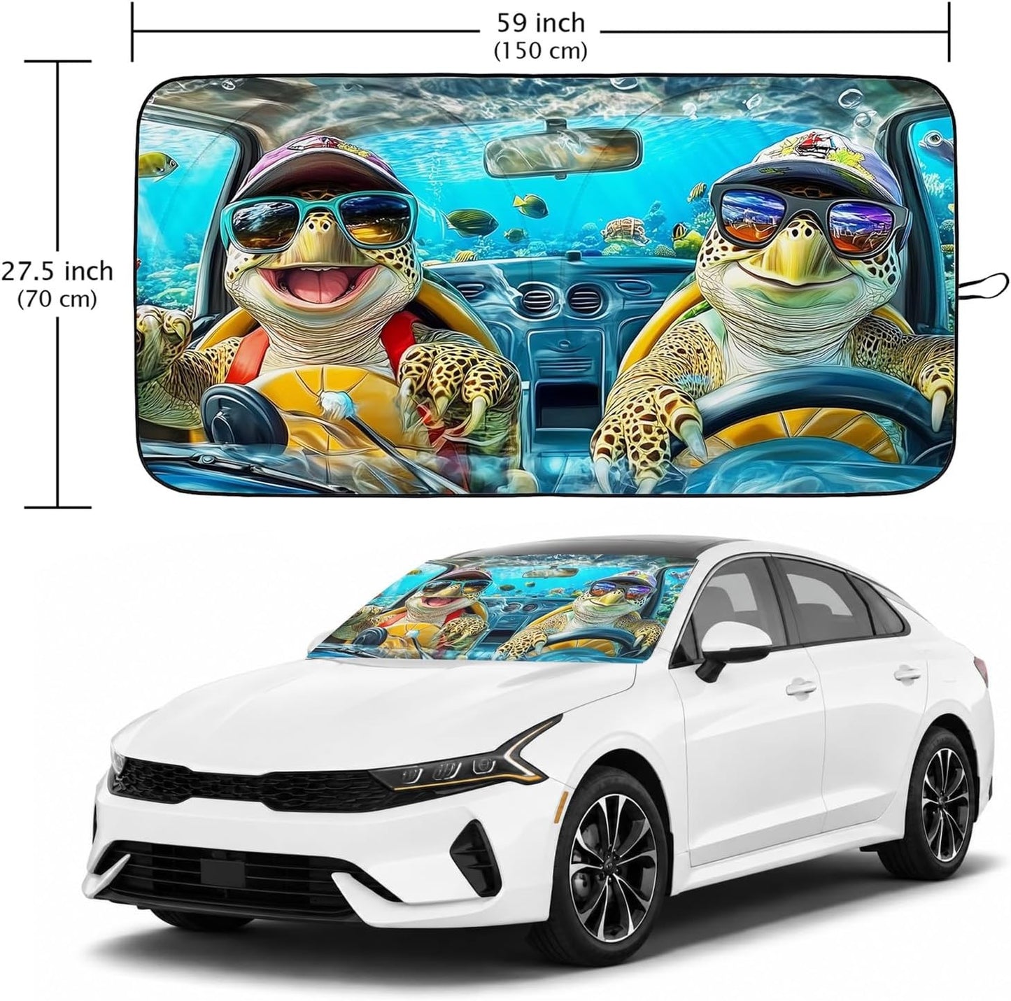 Sea Turtles Car Windshield Sun Shade Foldable Sunshade Front Window Cover