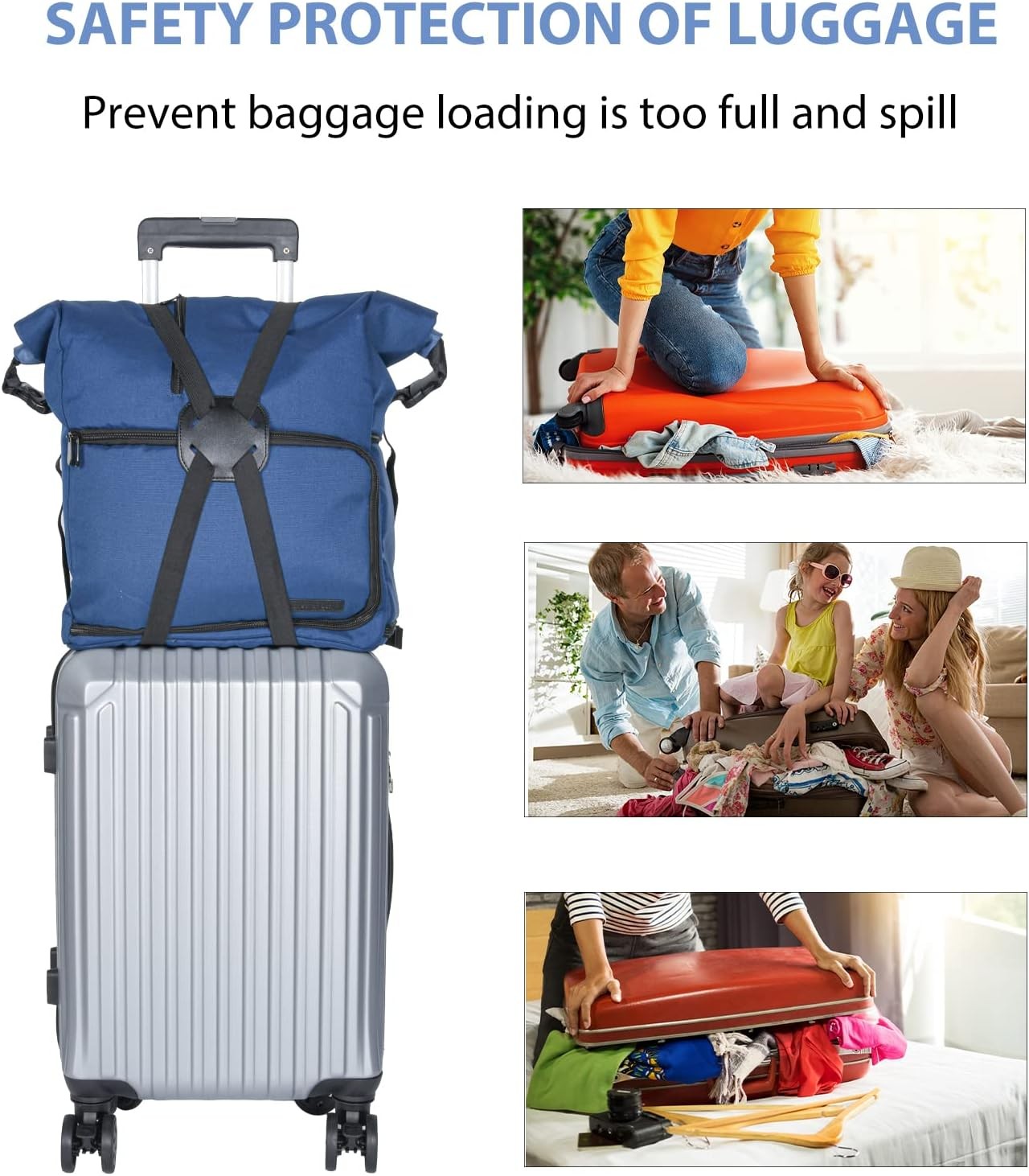 2 Pack Luggage Straps Bungees,Adjustable Suitcase Carry on Bag Handle Portable