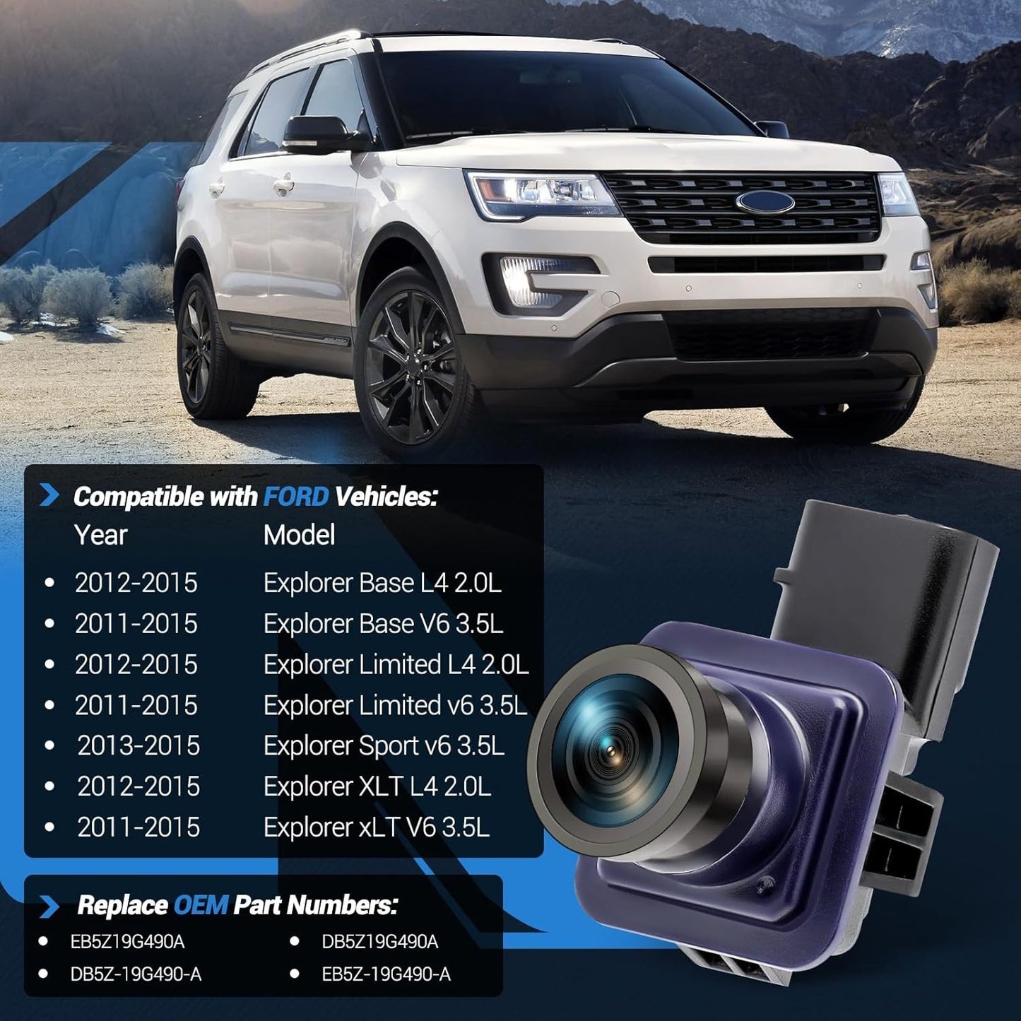 EB5Z-19G490-A Rear View Backup Camera with Ford Explorer Limited 2011-2015