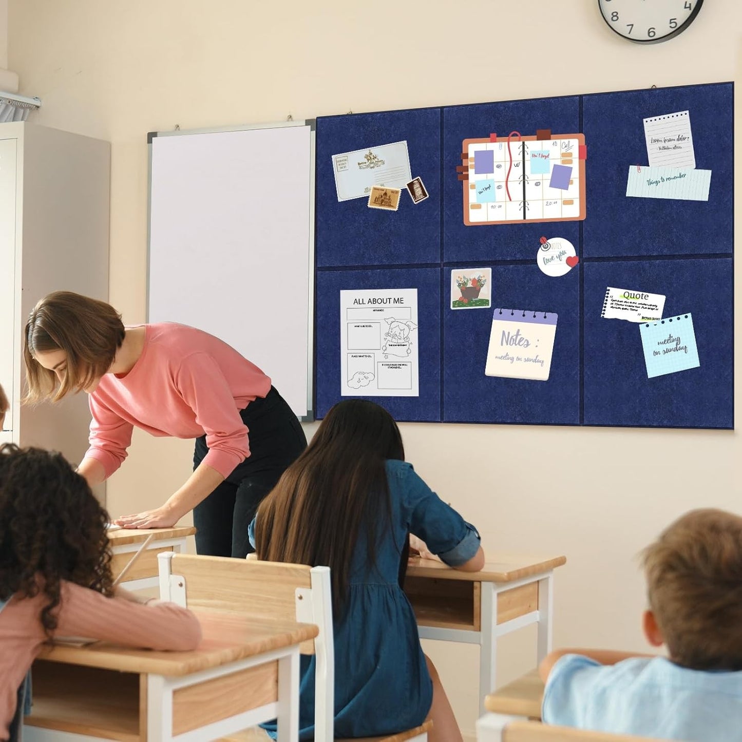Large Cork Board for Walls, 12 Pack Square Bulletin Board, 48"x36" Pin Board