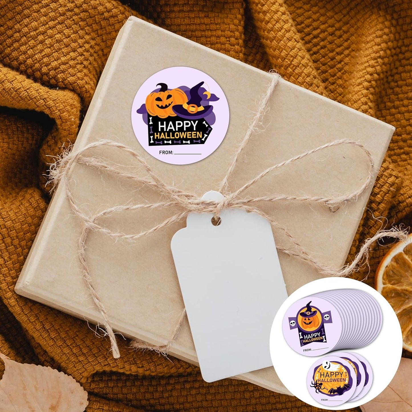 2" Happy Halloween Stickers Set, Bat Ghost Stickers, Gift Box,Greeting Cards DIY