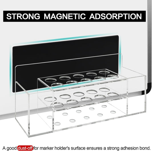 Acrylic Magnetic Dry Erase Marker Holder 10 Slots Clear Magnetic Marker Pen