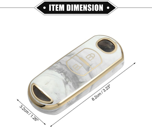Key Fob Cover Compatible for Mazda CX-3 CX-4, 2 Button Porcelain Pattern Fashion