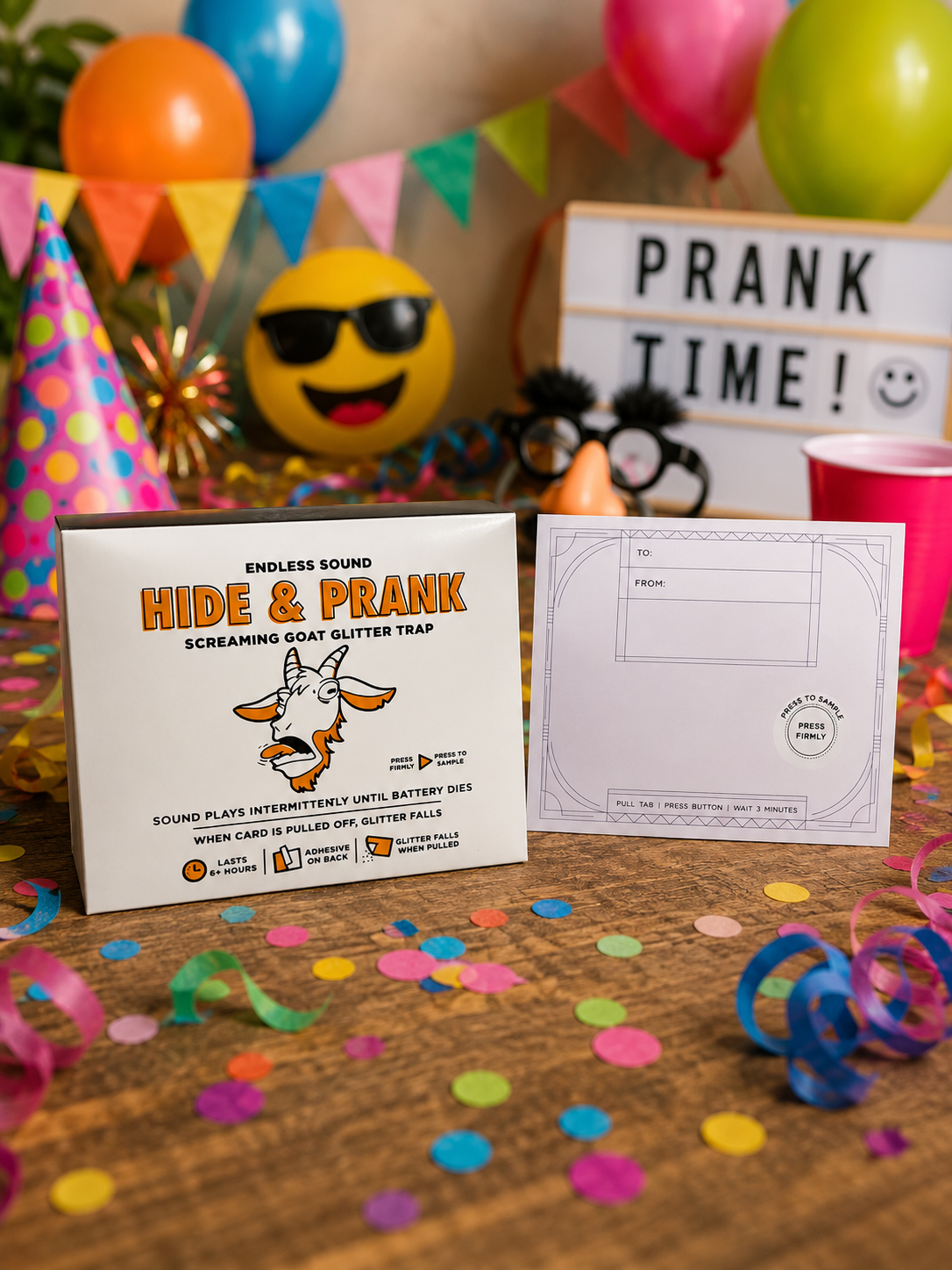 Goat Glitter Trap Card, Battery Powered With Goat Scream, Prank Greeting=