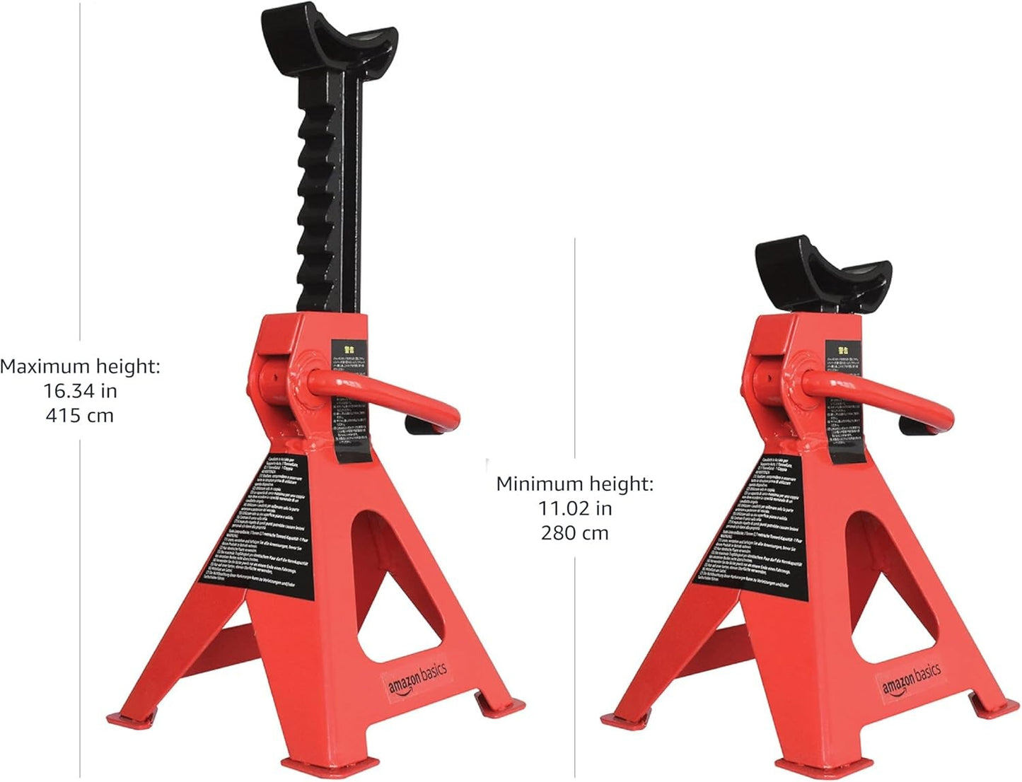 Steel Jack Auto Stands, 3 Ton (2.7 metric Ton) Capacity, Easy to Use, Adjustable