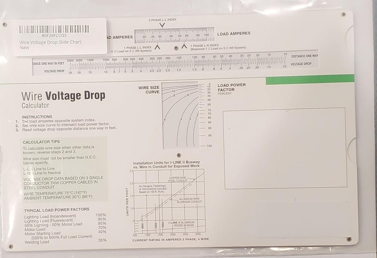 Wire Voltage Drop Slide Chart