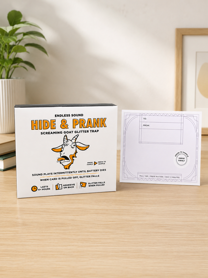 Goat Glitter Trap Card, Battery Powered With Goat Scream, Prank Greeting=