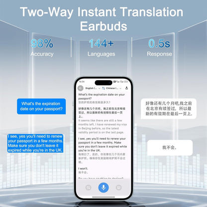 Wireless Earbuds Bluetooth Headphones - 3-in-1 Translation Earbuds Real Time
