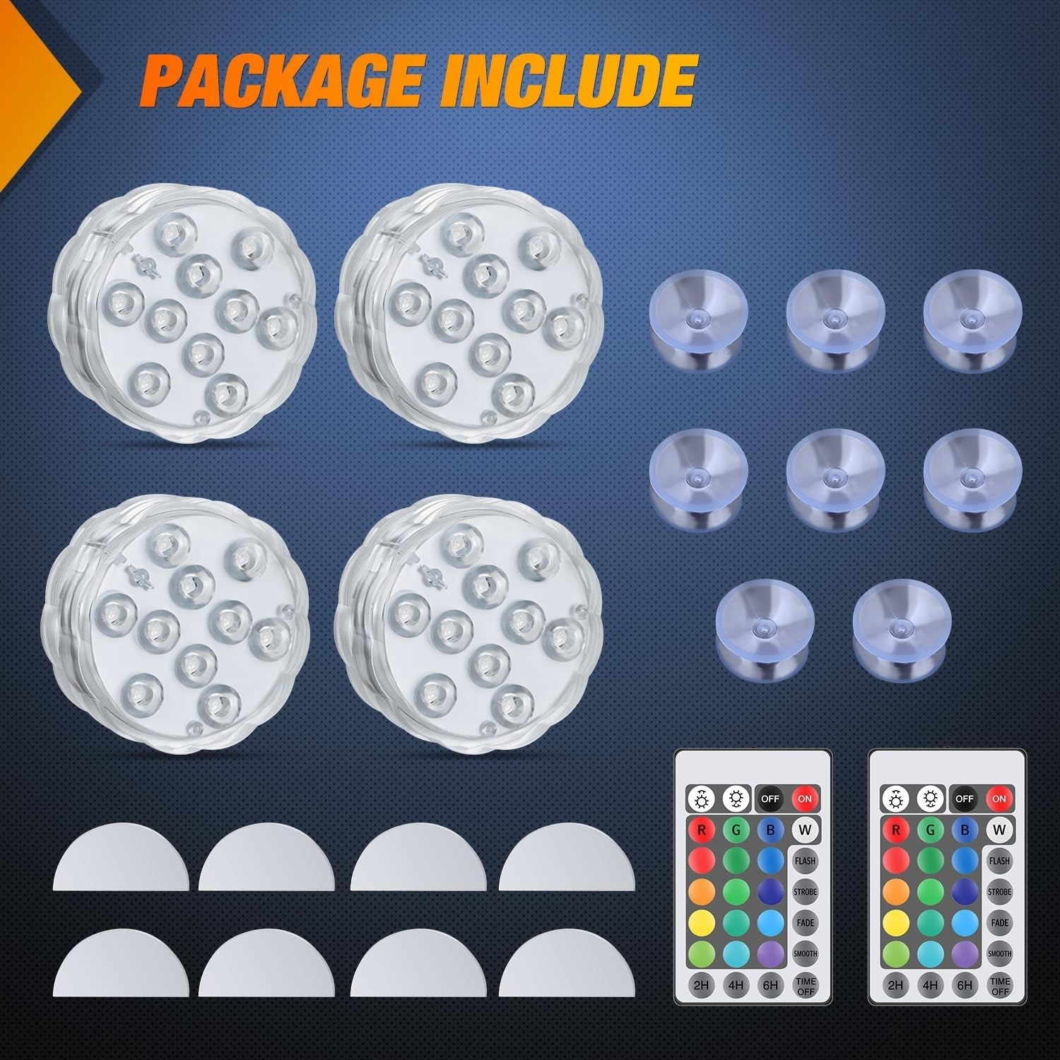 Marine Boat Light 4 PCS 10LED RGB Wireless Cabin Ambiance Multi Color Exterior