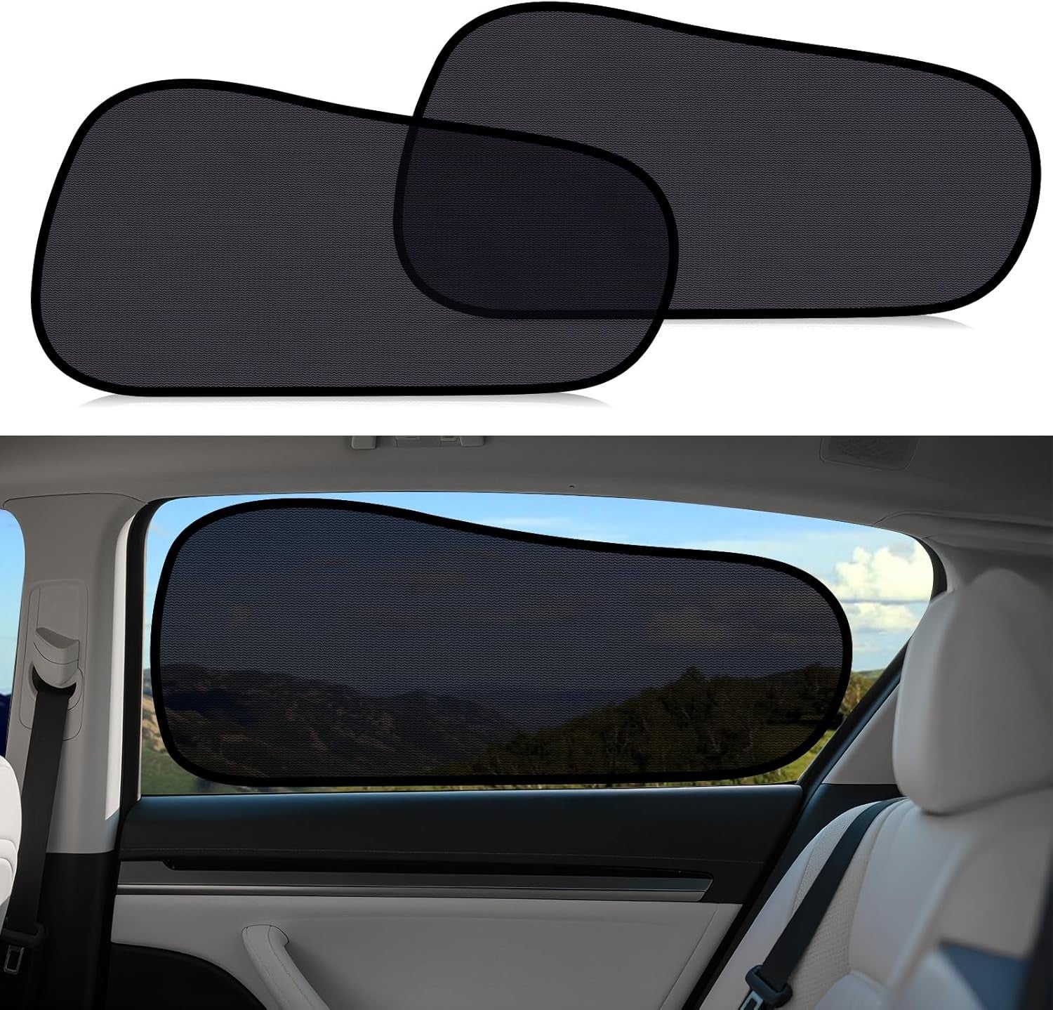 Car Window Shades for Tesla Model Y - Sun Shade Semi-Transparent Rear Window