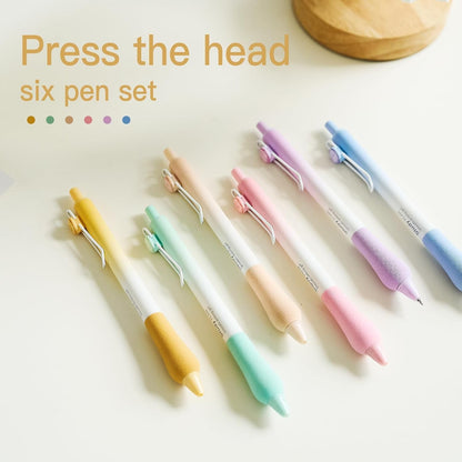 6 Pack Retractable Black Gel Pens, 0.5mm Fine Point Ergonomic Grip Smooth