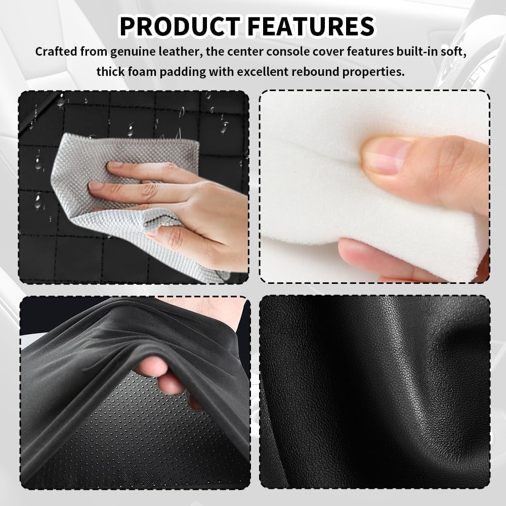 Thickened Car Center Console Cover with Side Pockets & Diamond Lattice Design