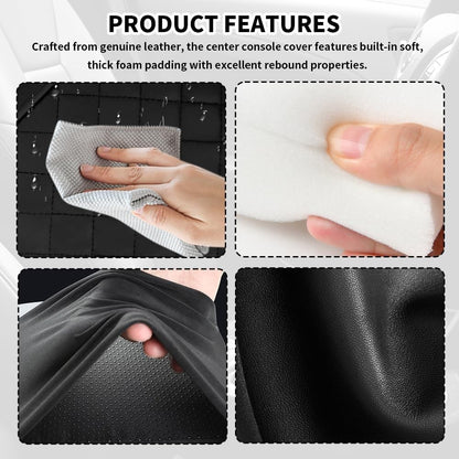 Thickened Car Center Console Cover with Side Pockets & Diamond Lattice Design