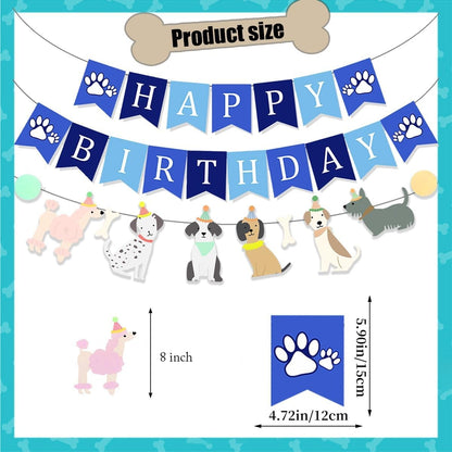 Dog Themed Puppy Paw Happy Birthday Banner for Boys Girls DIY Party Supplies