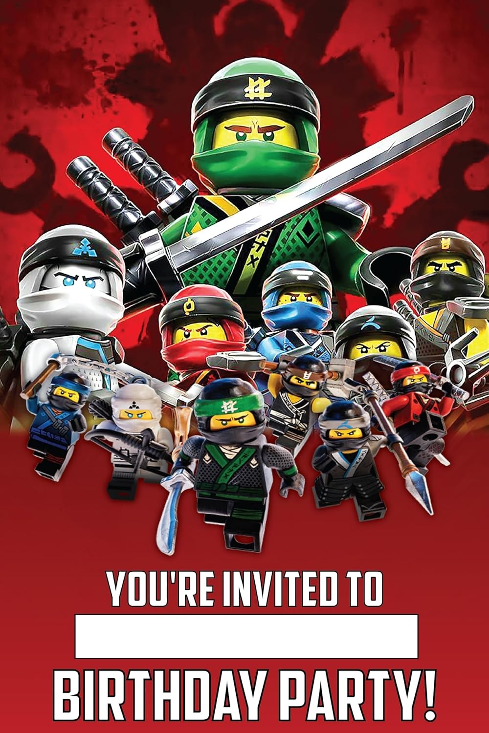Set of 30 Ninja -Themed Happy Birthday Invitation Cards – Lightweight (230g)