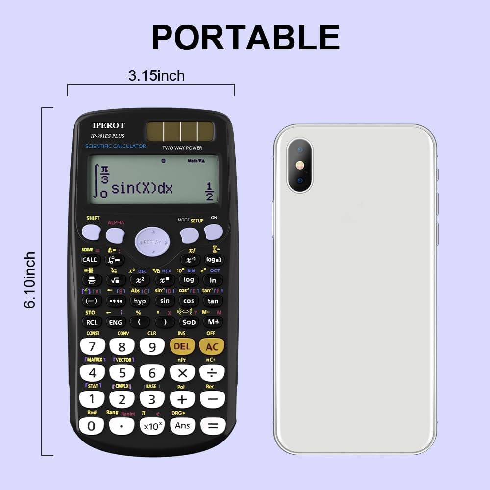 Scientific Calculators Black Math Calculator 417 Function Solar Battery Power