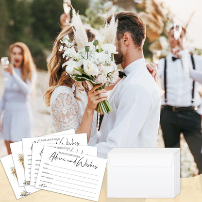 25 Pcs Wedding Advice Cards, Champagne Pattern Advice Cards For Bride And Groom
