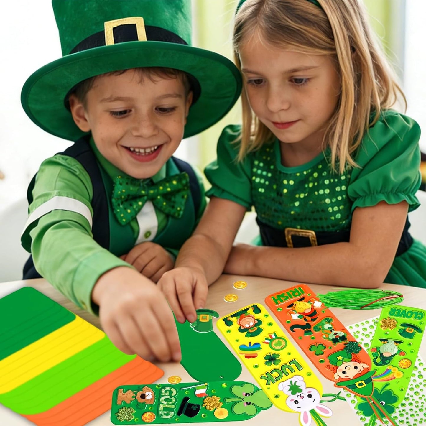 36 Sets St Patricks Day Crafts for Kids Foam DIY Bookmarks Ornaments Craft Kits