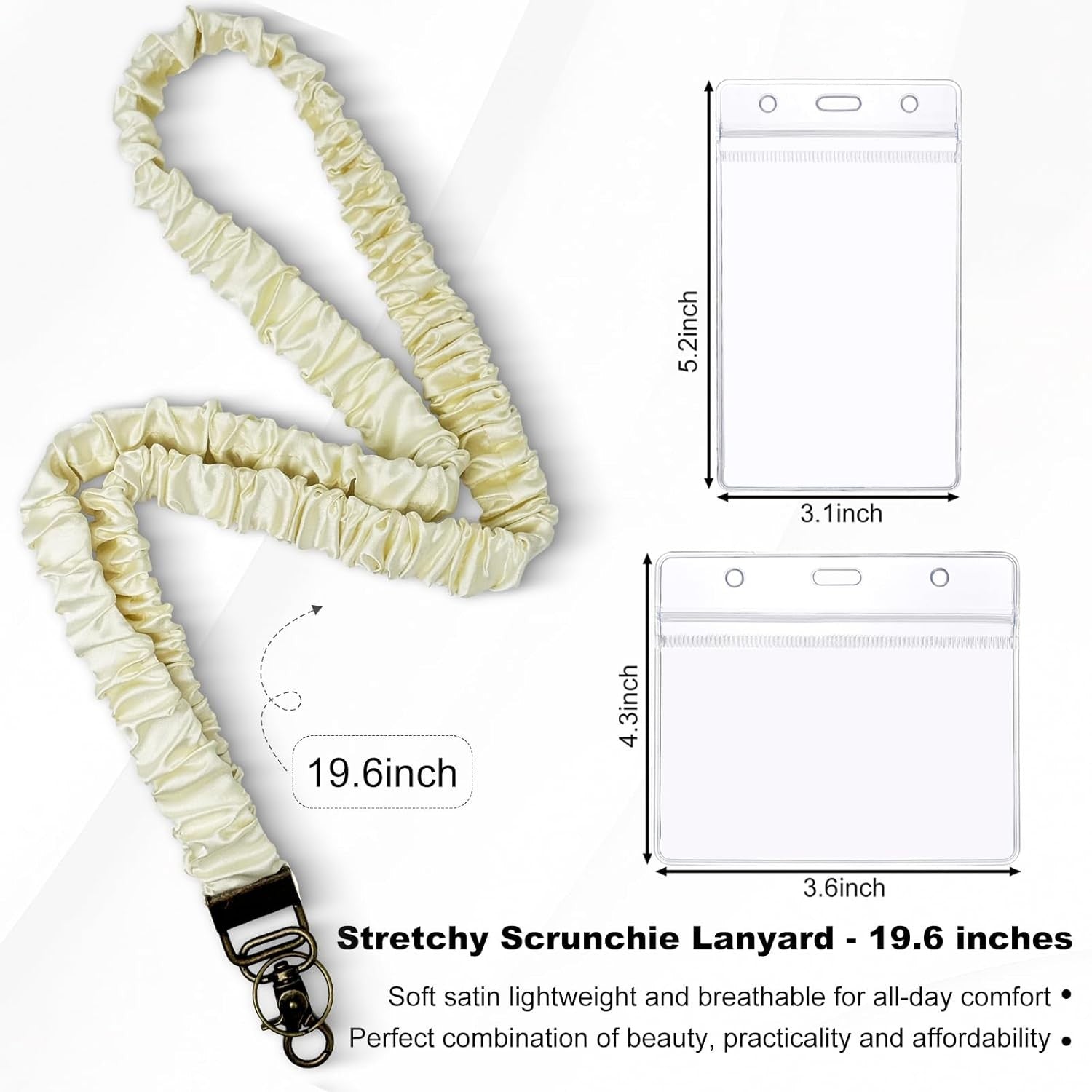 Stretchy Scrunchie Lanyard for ID Badges Keys, Cute Teacher Lanyard 19.6 Inch