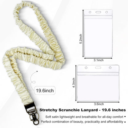 Stretchy Scrunchie Lanyard for ID Badges Keys, Cute Teacher Lanyard 19.6 Inch