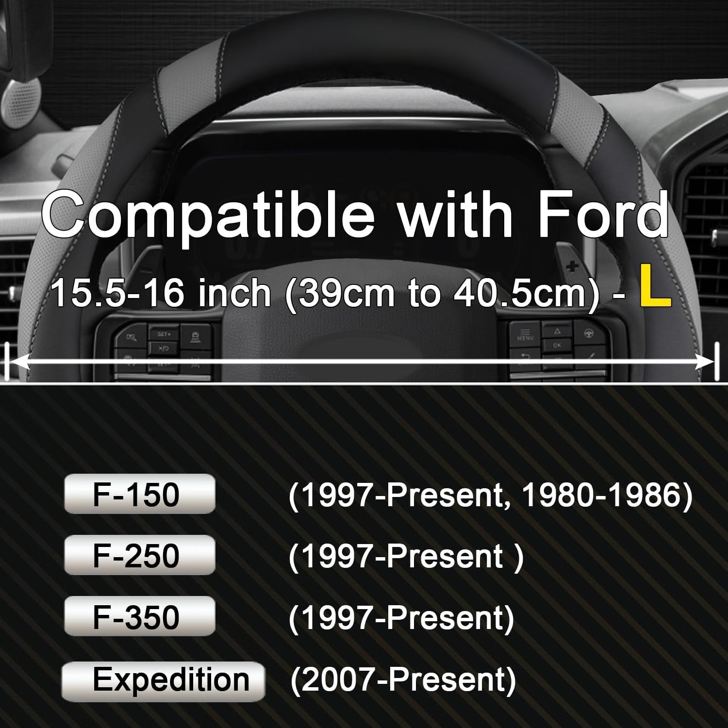 Customized Auto Car Steering Wheel Cover for Ford F-150, F-250, F-350 Expedition