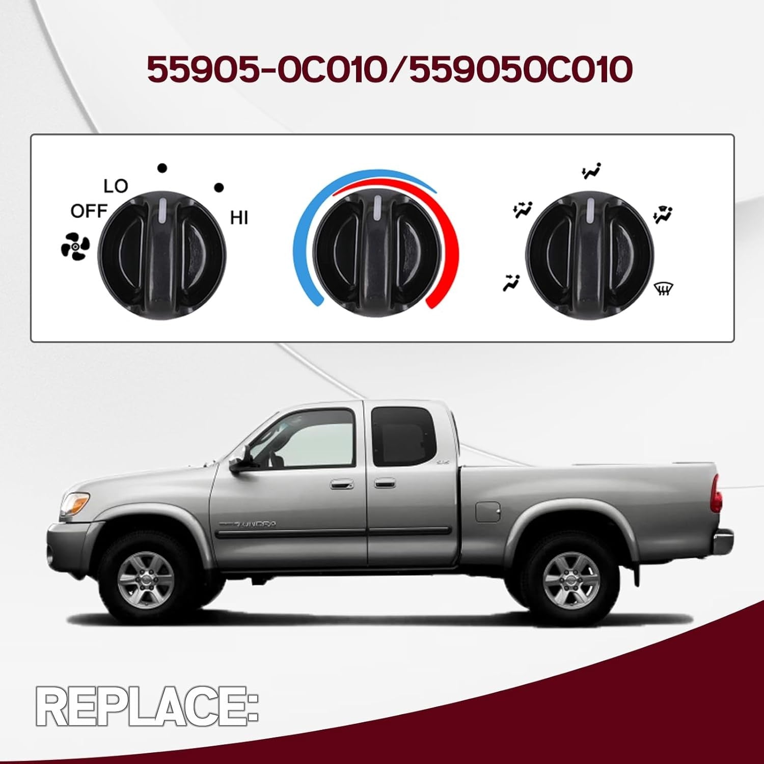 3Pcs Tundra AC Knobs Replacement with 2000-06 Toyota Tundra A/C Air Conditioner