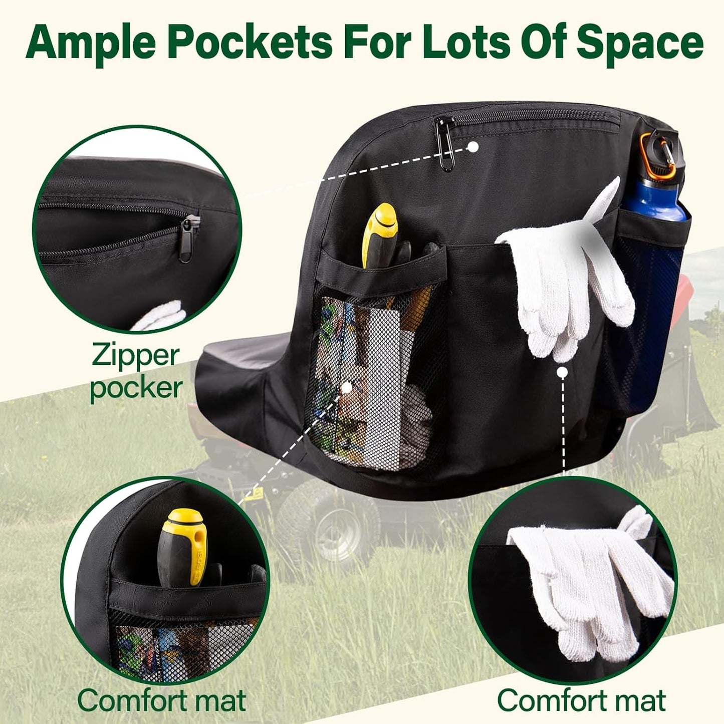 Riding Lawn Mower Seat Cover, Durable 600D Polyester Oxford Durable Tractor