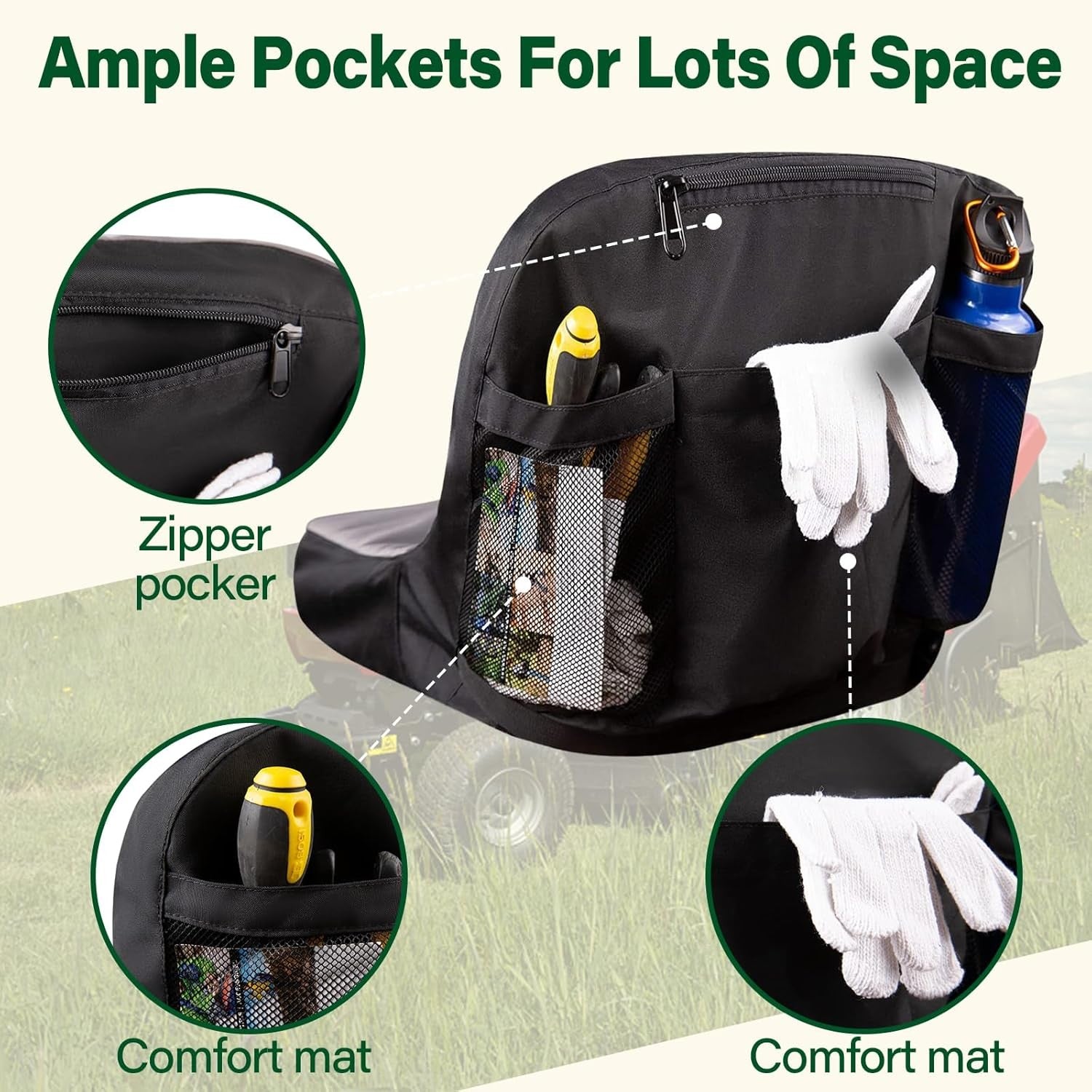 Riding Lawn Mower Seat Cover, Durable 600D Polyester Oxford Durable Tractor