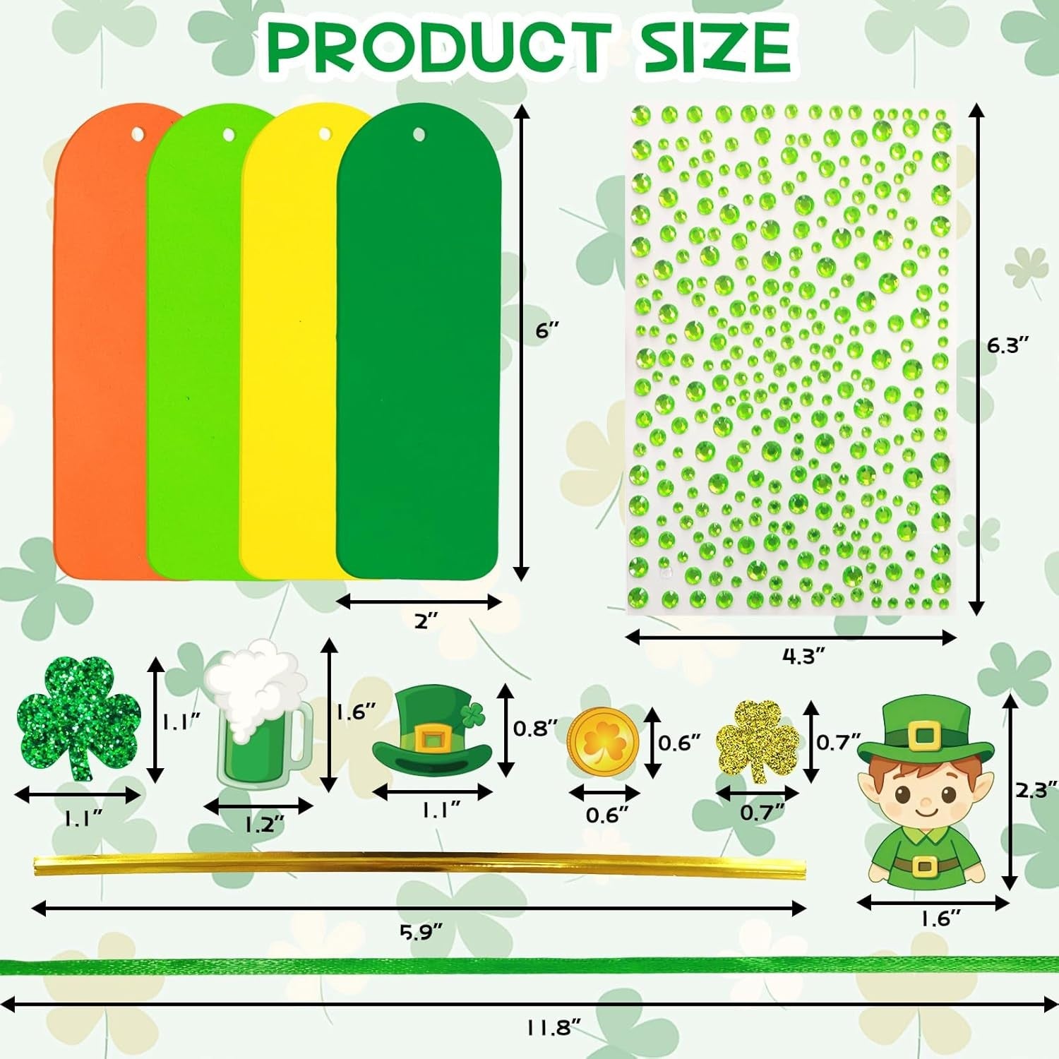 36 Sets St Patricks Day Crafts for Kids Foam DIY Bookmarks Ornaments Craft Kits