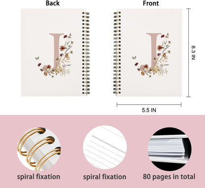 Initial Letter Pink Gifts J Personalized Spiral Notebook Journal, Cute Custom
