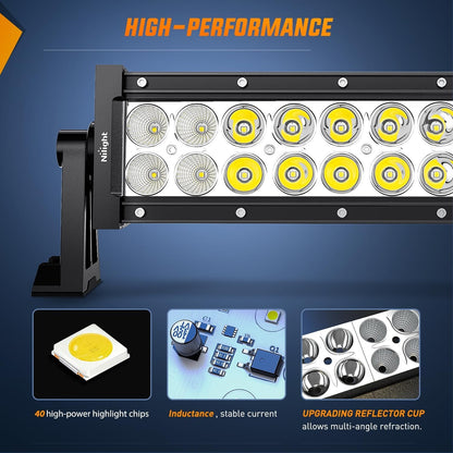 13.5Inch 72W Curved Spot Flood Combo Led Light Bar Off Driving RoadFog Light 12V