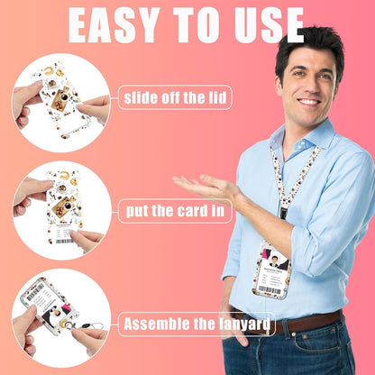 Coffee ID Badge Holder with Lanyards, Detachable Lanyards for ID Badges