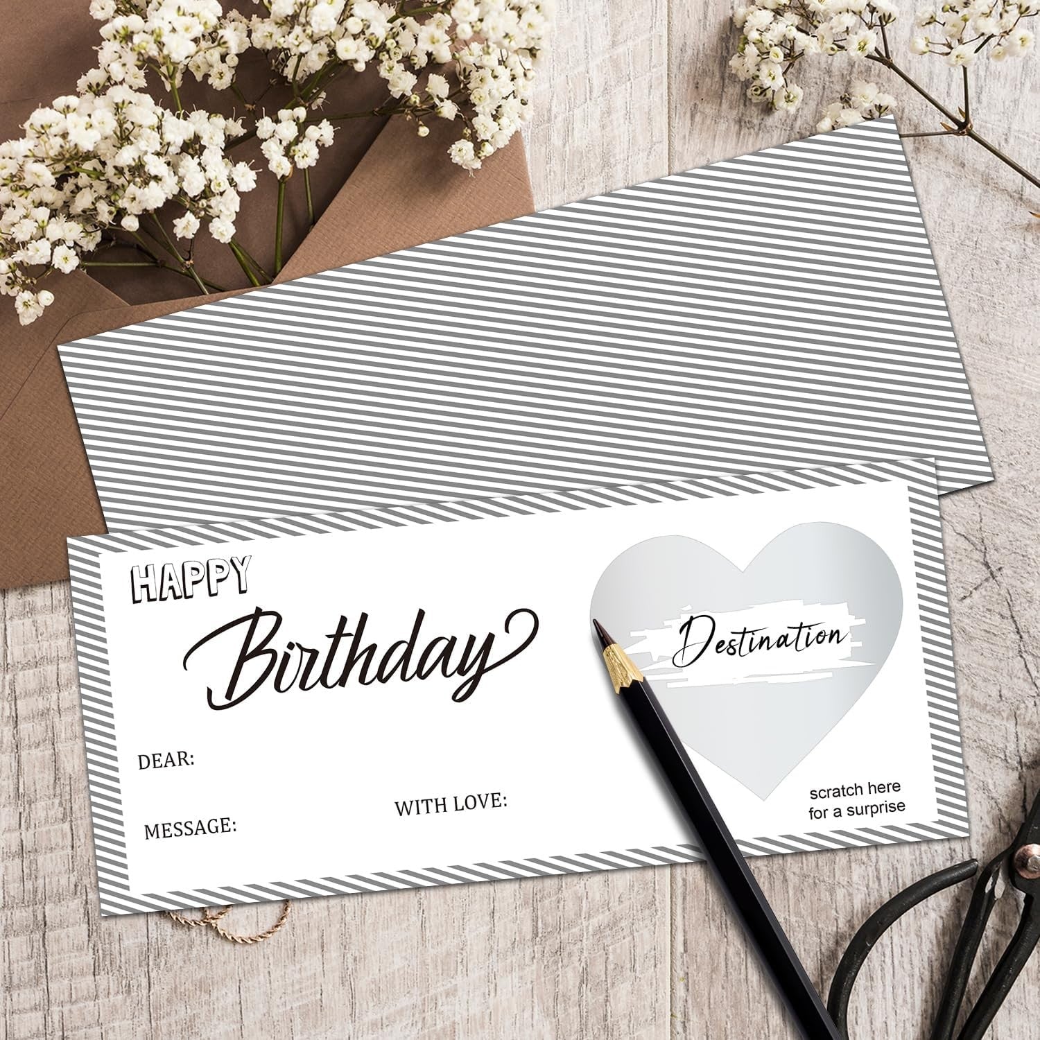 Gray Stripes Diy Birthday Gift Tickets, 5 Set Boarding Pass Ticket Plane Tickets