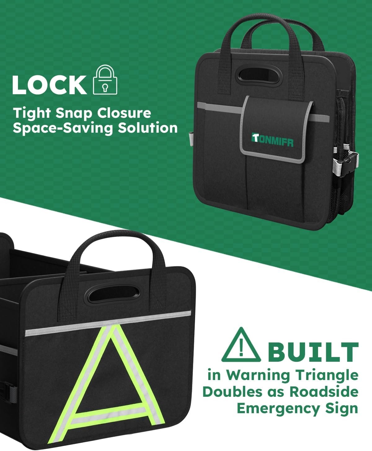 2-Compartment Trunk Organizer & Multi-Compartment Storage Box 600D Waterproof