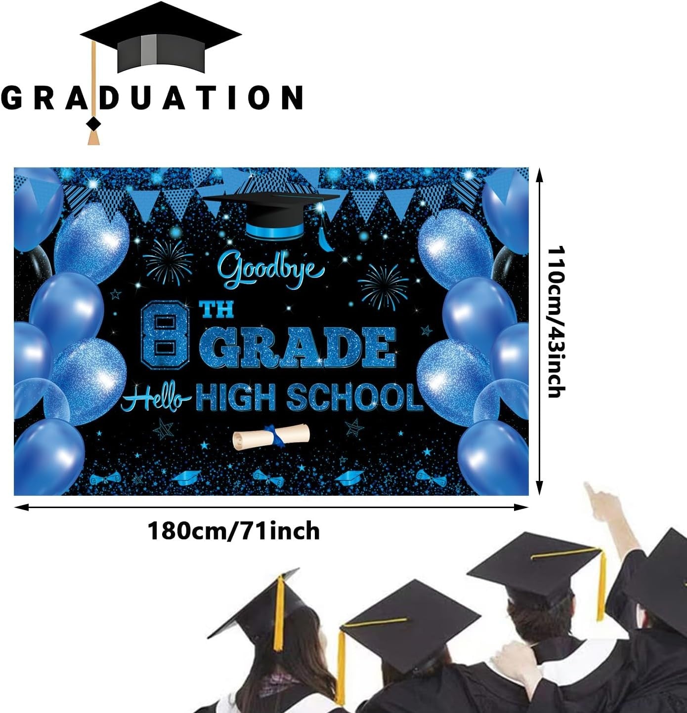 XtraLarge Goodbye 8th Grade Hello High School Banner Random style shipping