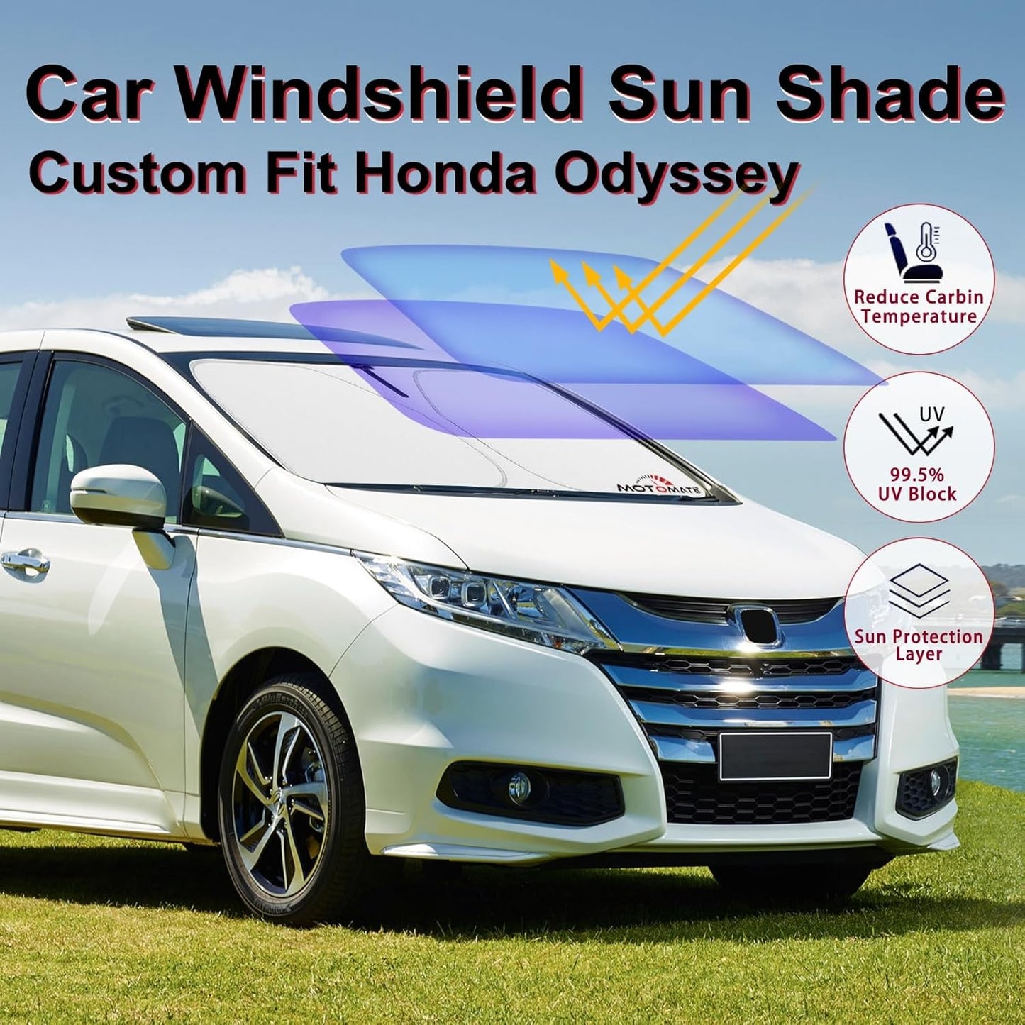 Car Windshield Sun Shade - Motomate Custom for Honda Odyssey Mini Van 2011-2017