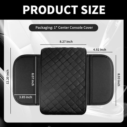 Thickened Car Center Console Cover with Side Pockets & Diamond Lattice Design