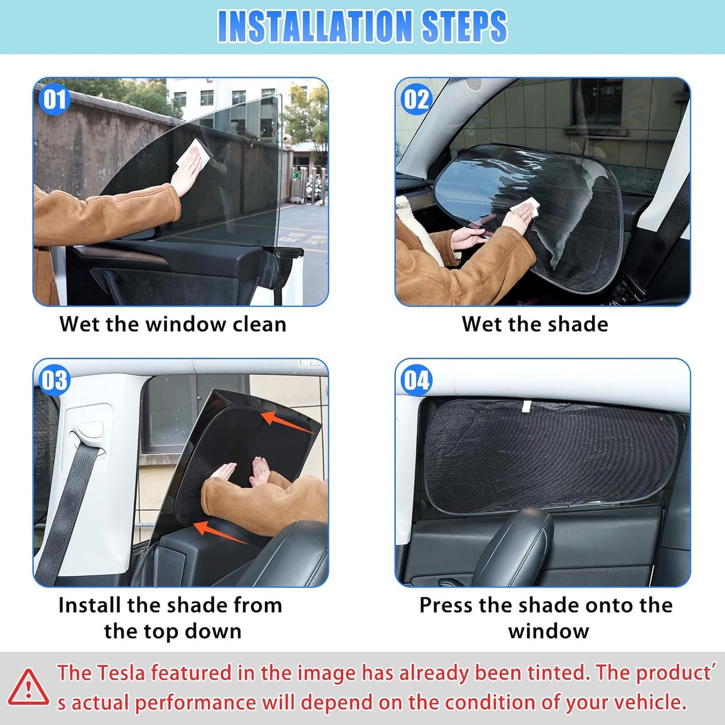 Car Window Shades for Tesla Model Y - Sun Shade Semi-Transparent Rear Window