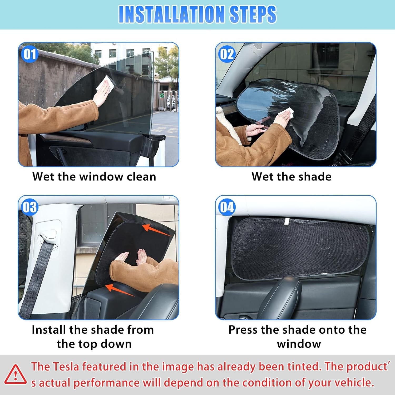 Car Window Shades for Tesla Model Y - Sun Shade Semi-Transparent Rear Window