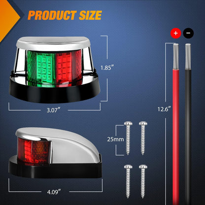 Marine Boat Navigation Light 24LED Red Green LED Port Starboard Signals Bow