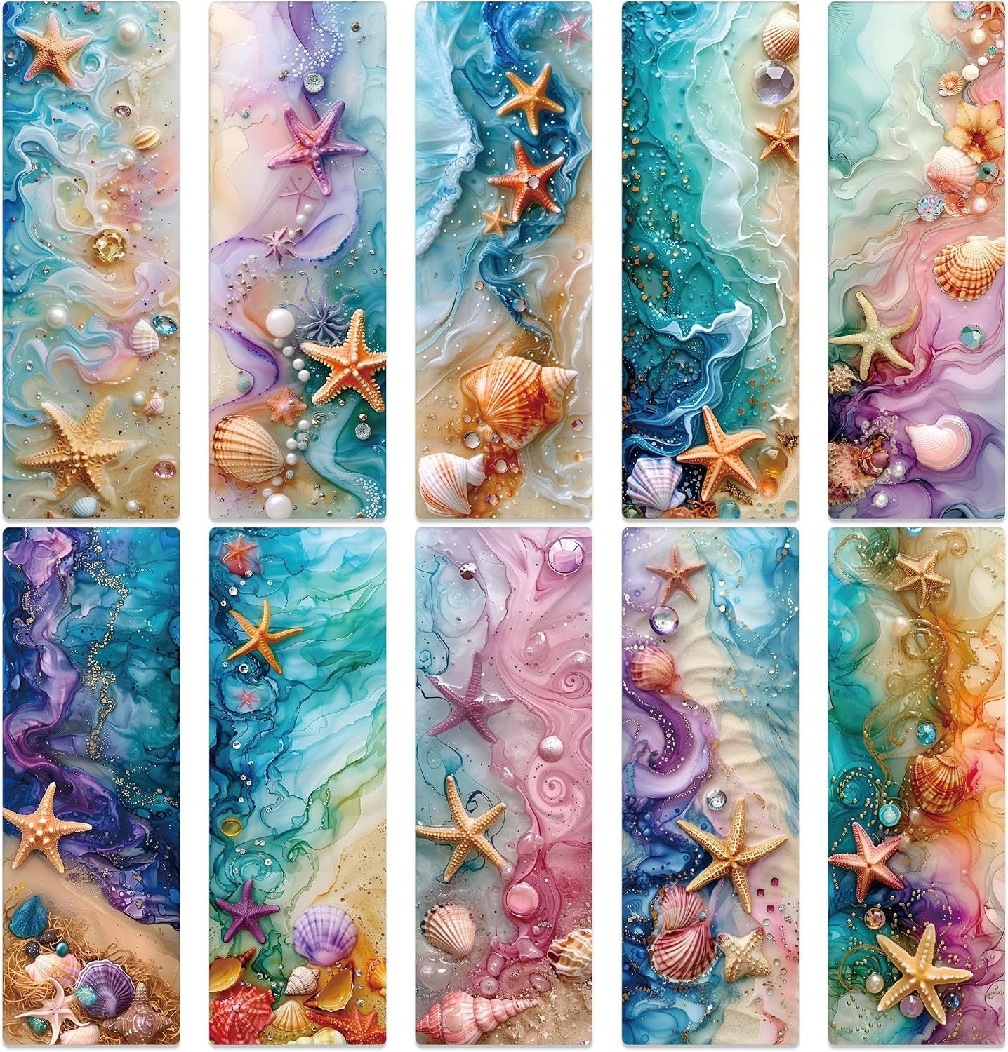 3pack Shell Starfish Bookmark, Cute Book Mark for Women Random style shipping