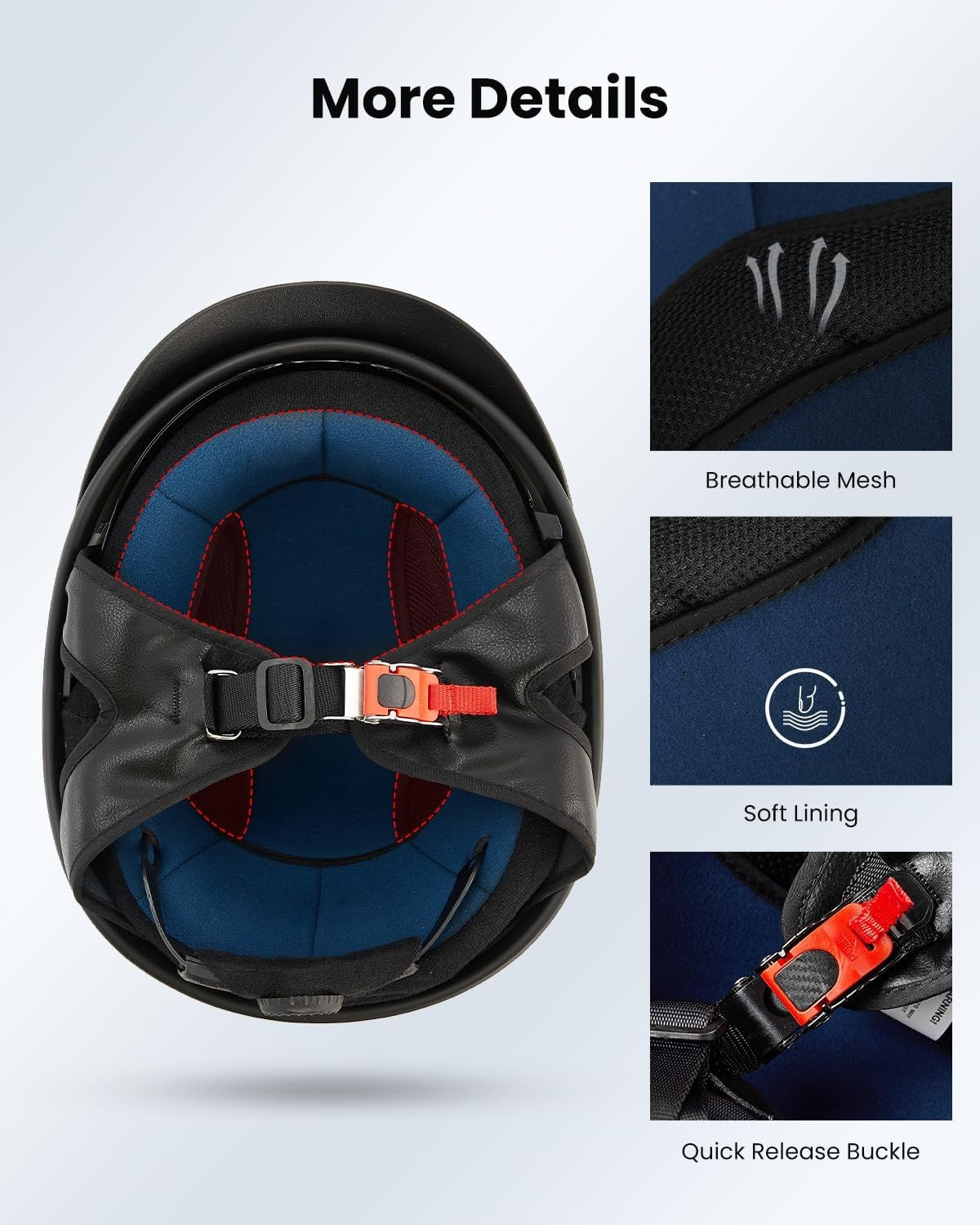 Half Helmet Motorcycle Open Face Sun Visor Quick Release Buckle DOT Approved