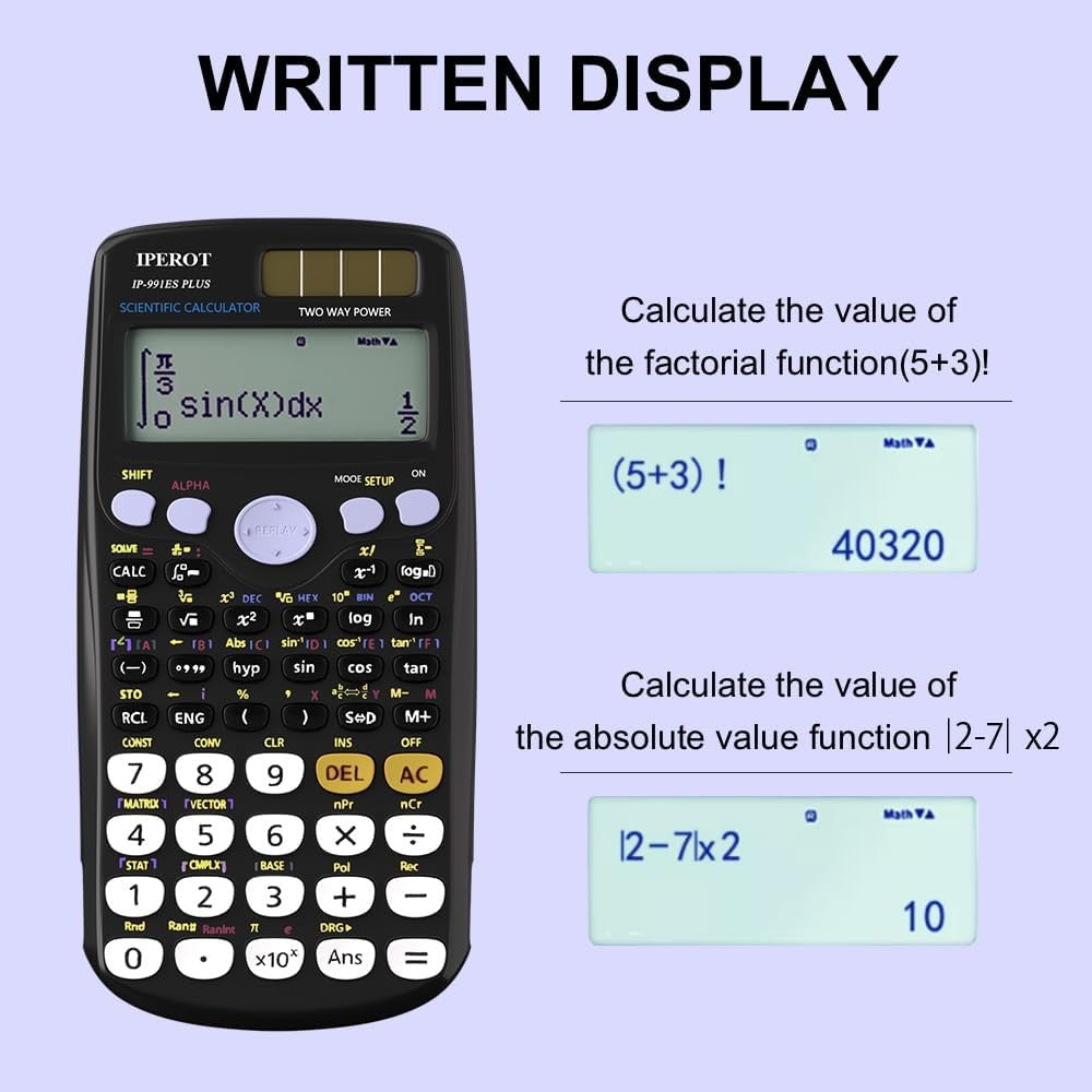Scientific Calculators Black Math Calculator 417 Function Solar Battery Power
