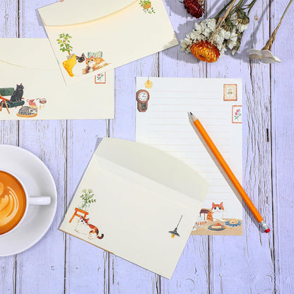 Writing Paper and Envelopes Set, 36pcs Vintage Fresh Cute Cat Letter Stationery