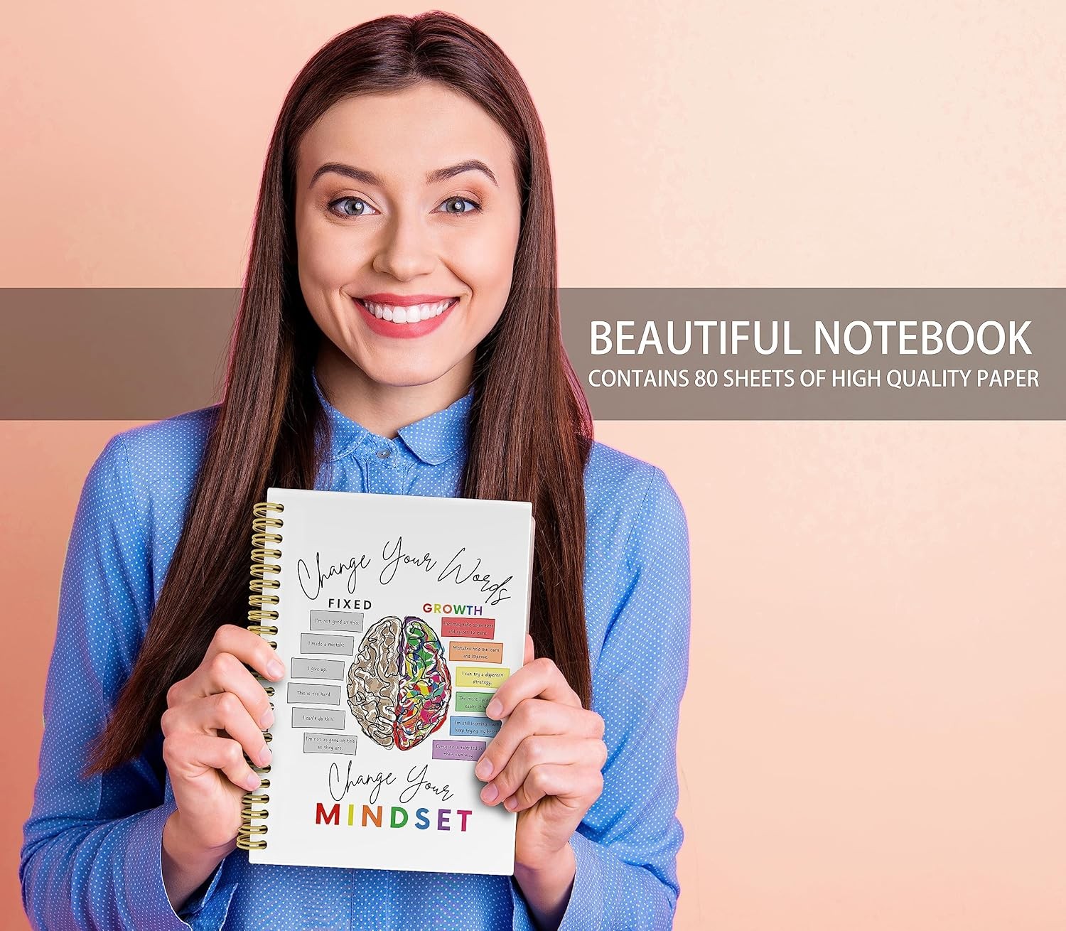5.5×8.3" Spiral Mental Health Journal, Ruled Notebook, Gift for Women